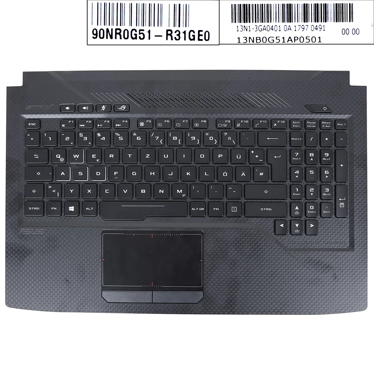 Picture of ASUS ROG Strix GL503 GL503VD GL503VM GL503VS Laptop Palmrest GR Keyboard with Touchpard 